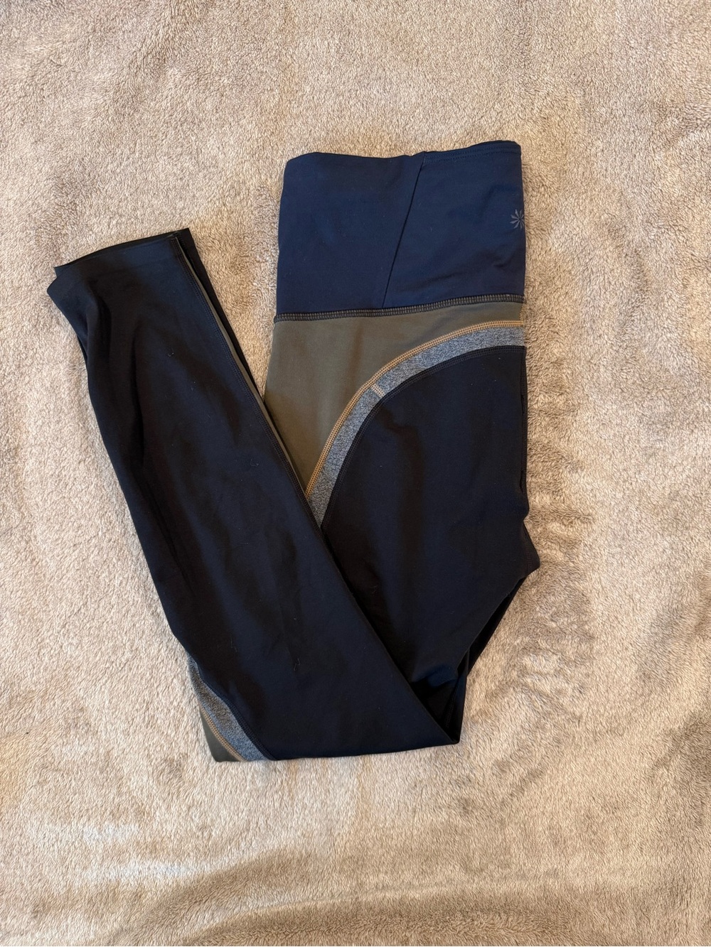 Athleta Color Block Navy & Black High-Rise Workout Leggings